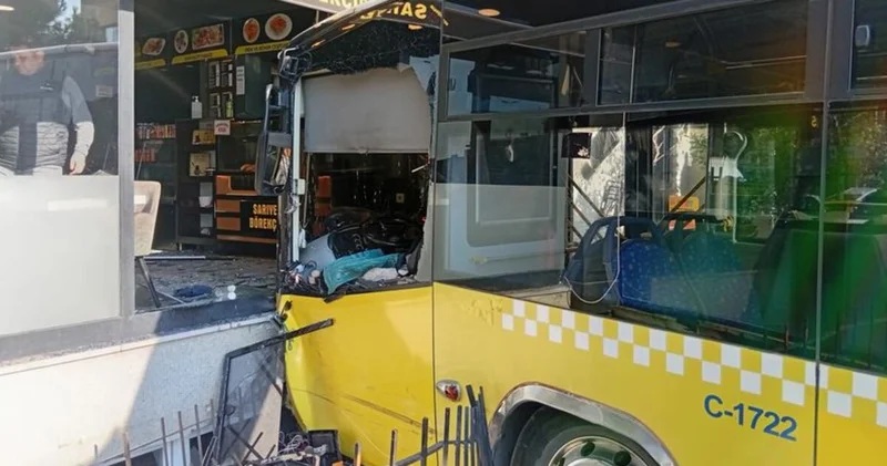 İETT otobüsü börekçiye girdi Son dakika haberleri