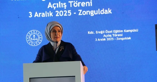 Emine Erdoğan, Karadeniz Ereğli de özel eğitim kampüsünün açılışına katıldı Emine Erdoğan: Biz engellilik kavramını, insanları iki gruba bölen bir etiket olarak görmüyor, karşımızdakine, eksiklik atfeden bir bakışla ele almıyoruz Zonguldak Haberleri