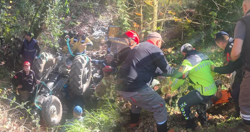 Bursa’da feci kaza! Dere yatağına düşen traktörün altında kaldı