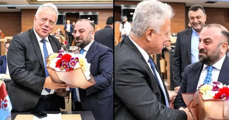 Trabzon da AKP den beklenmedik siyasi jest CHP li üyeye çiçek verdi