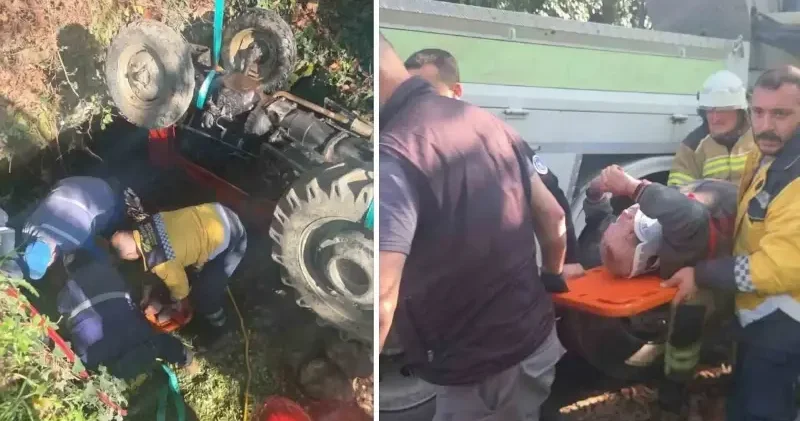 Yaşlı adam traktörde sıkıştı: Vinç yardımıyla kurtarılıp hastaneye kaldırıldı Bursa Haberleri