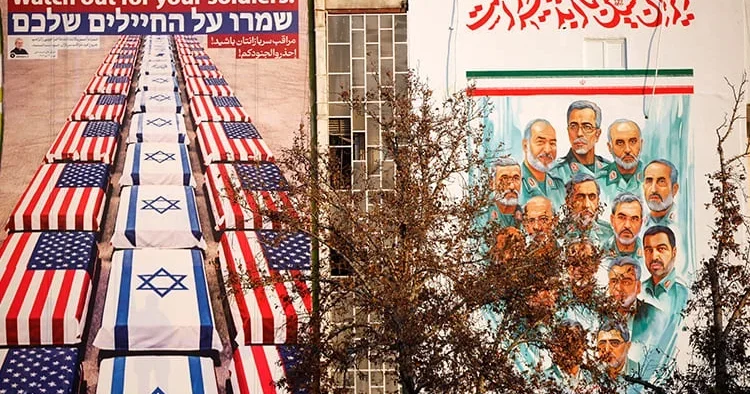 İran dan ABD ve İsrail e tabutlu afişle gönderme: Askerlerinize dikkat edin