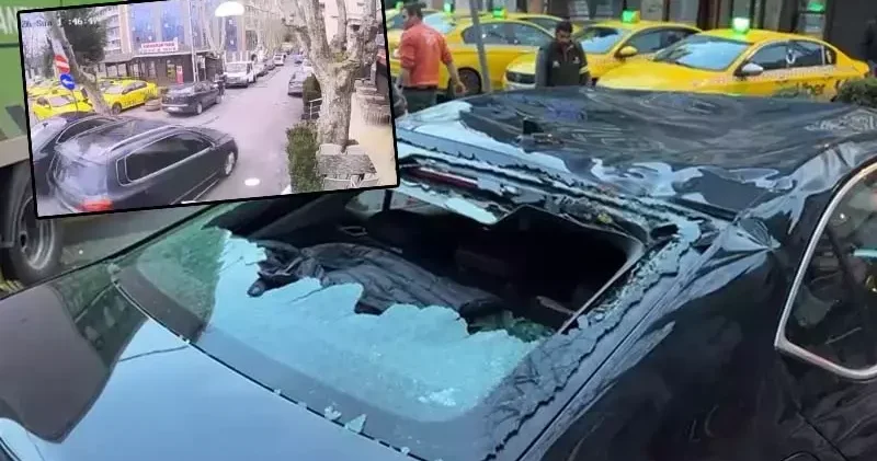 Sarıyer de ağaç otomobilin üzerine devrildi; seyir halindeki araç son anda kurtuldu