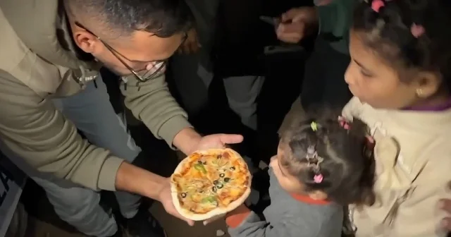 Hayat Yolu Derneği Gazze’deki çocuklara pizza dağıttı VİDEO İZLE