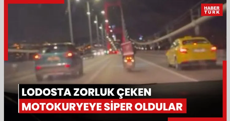 Lodosta zorluk çeken motokuryeye siper oldular