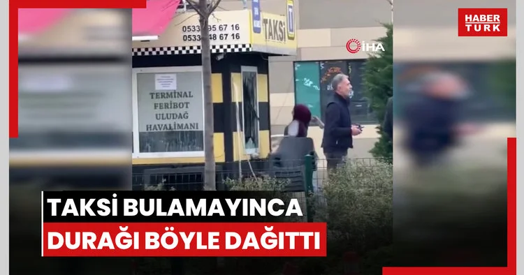 Taksi bulamayınca durağı böyle dağıttı, görenler şoka girdi