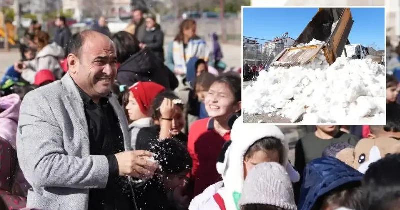 Mesut Emir in mesajı karşılık buldu: Okul bahçesine kar getirildi Eğitim Haberleri
