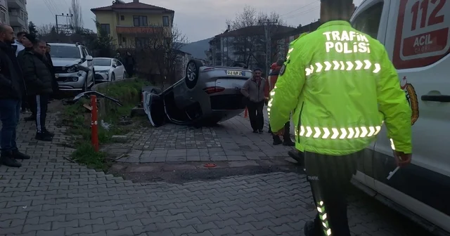 Devrek te otomobil takla attı, sürücü yara almadan kurtuldu Zonguldak Haberleri