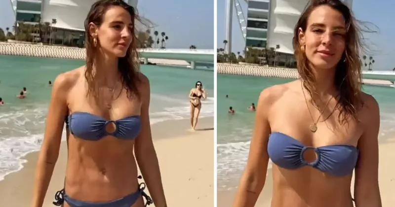 Hülya Koçyiğit in torunu, düşen füzelere aldırmadan plaja inip poz verdi