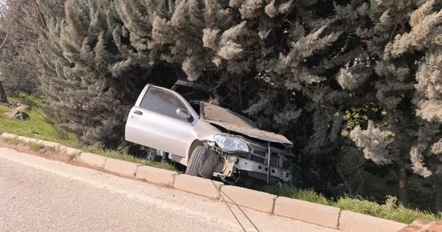 Bursa da kontrolden çıkan otomobil ağaçlık alana uçtu, 1 yaralandı Bursa Haberleri