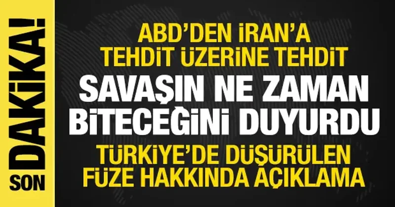 Türkiye de füze düşürüldü! ABD den açıklama! İran savaşın ne zaman biteceğini de açıkladı