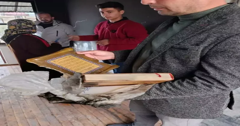 Antalya da yanan evde bulunan Kur an ı Kerim, zarar görmedi!