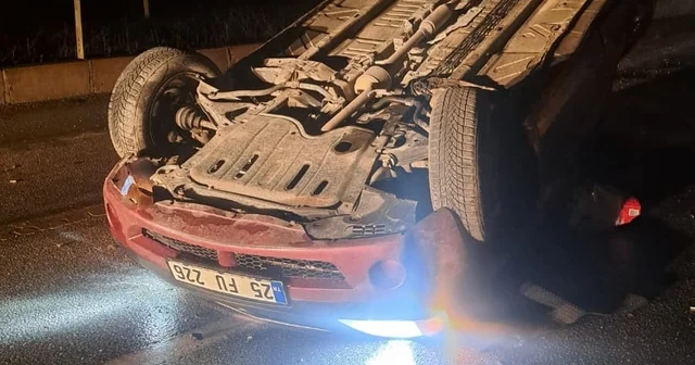 Aşkale de korkutan kaza: Direksiyon hakimiyetini kaybeden otomobil karşı şeride uçtu Erzurum Haberleri