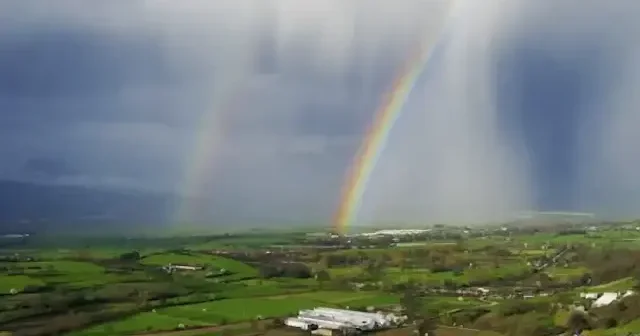 Bolu da sağanağın ardından çift gökkuşağı oluştu VİDEO İZLE