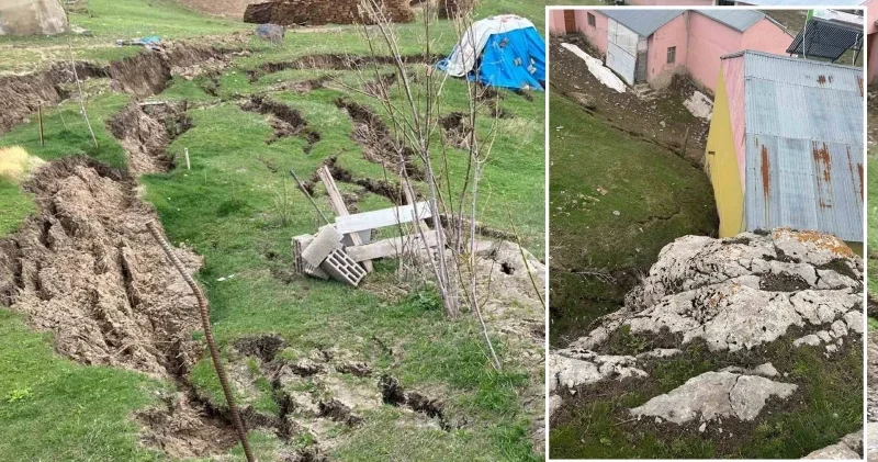 Toprak kaydı, köy yarıldı: Evlerin dibinde metrelerce çatlak oluştu Gündem Haberleri