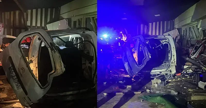 Ordu da otomobil iş yerine girdi: 2 yaralı