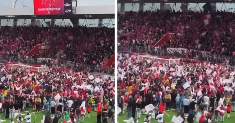 128 sene sonra ilk kez şampiyon olunca taraftarlar sahayı bastı