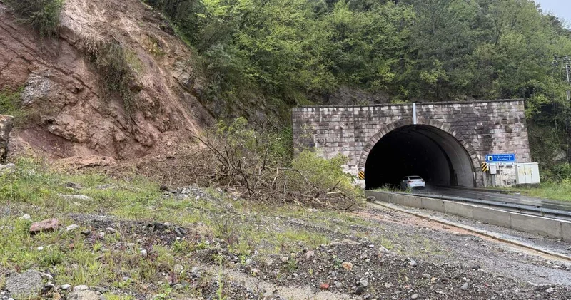 Zonguldak ta heyelan yüksek gerilim hattını vurdu: Yol ulaşıma kapatıldı!