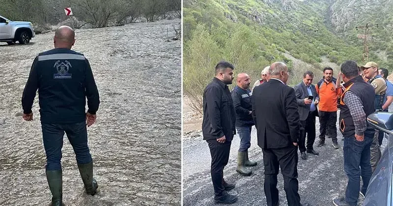 Kaval Deresi taştı, köy yolu ulaşıma kapandı