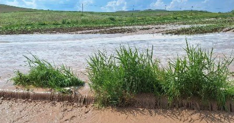 Sağanak tarım arazilerini vurdu, yol sel sularıyla kapandı