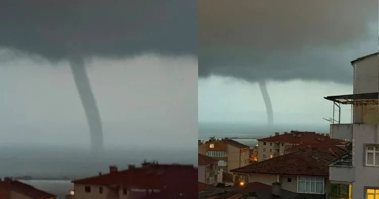 Ereğli’de hortum paniği... Kameraya böyle yansıdı