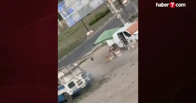 Ukrayna da sokak satıcısına dronlu saldırı! O anlar kamerada