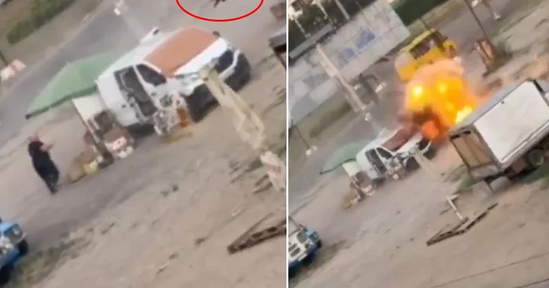Sebze satıcısı drondan kaçtı ama kurtulamadı