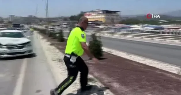 Hatay da trafik polisinin hareketi takdir topladı