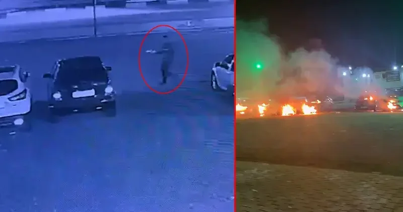 Benzin dökerek 6 otomobili ateşe verdi