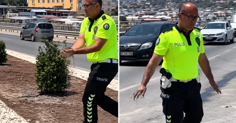 İçişleri Bakanı Çiftçi, Hatay da toprak taşıyan polise İyi ki varsınız dedi