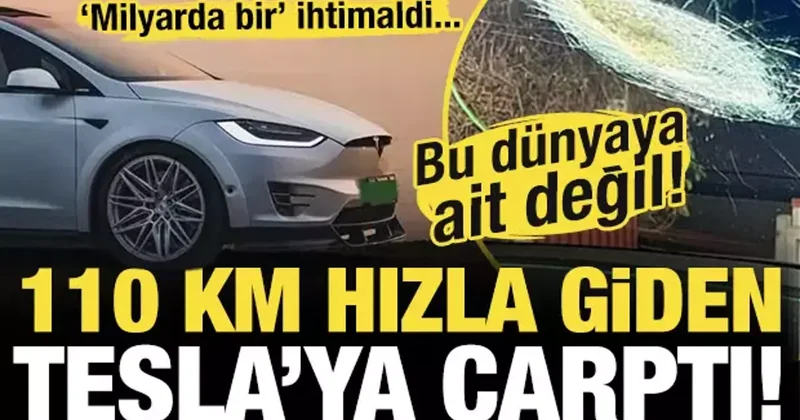 Milyarda bir ihtimal! 110 km hızla ilerleyen Tesla’nın ön camına meteor çarptı!