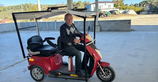 Emekli işçiden güneş enerjili bisiklet, el yapımı kompresör Muğla Haberleri