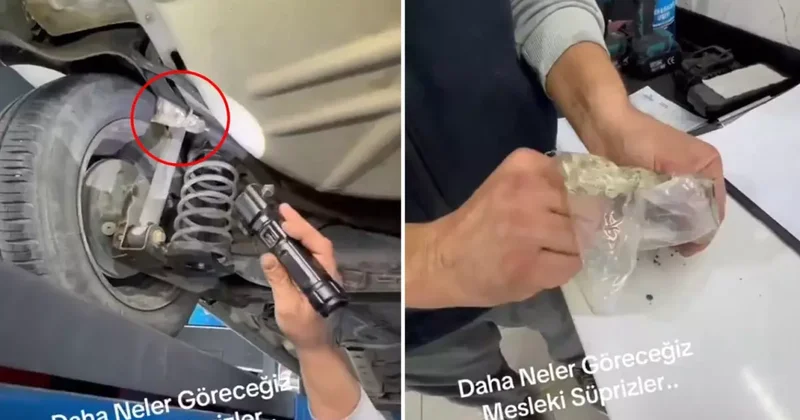 Ekspertiz uzmanı şok: Şaseye bağlı kelepçeli poşetten çıkana bakın