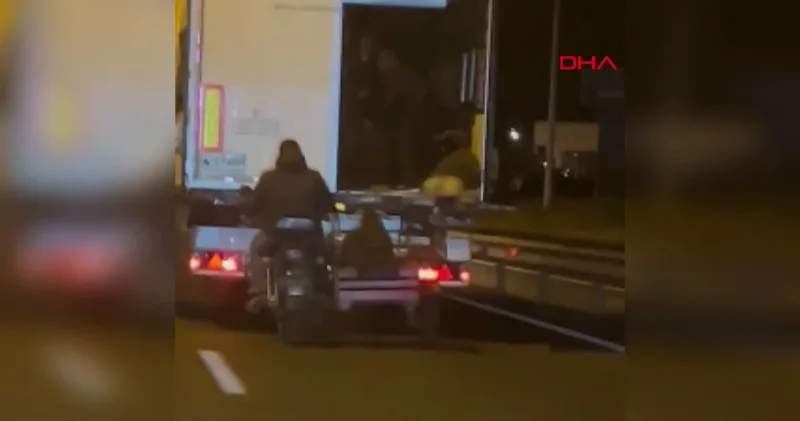 Hareket halindeki TIR’dan koyun hırsızlığı! O anlar kamerada