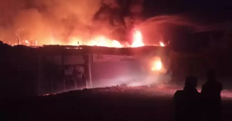 Amasya da soğan deposunda yangın