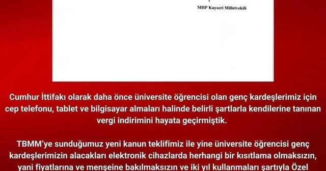 MHP li Özdemir den üniversiteliler için kanun teklifi Kayseri Haberleri