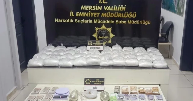 Adresinden 40 kilo eroin ve metamfetamin ele geçirilen şüpheli tutuklandı Mersin Haberleri