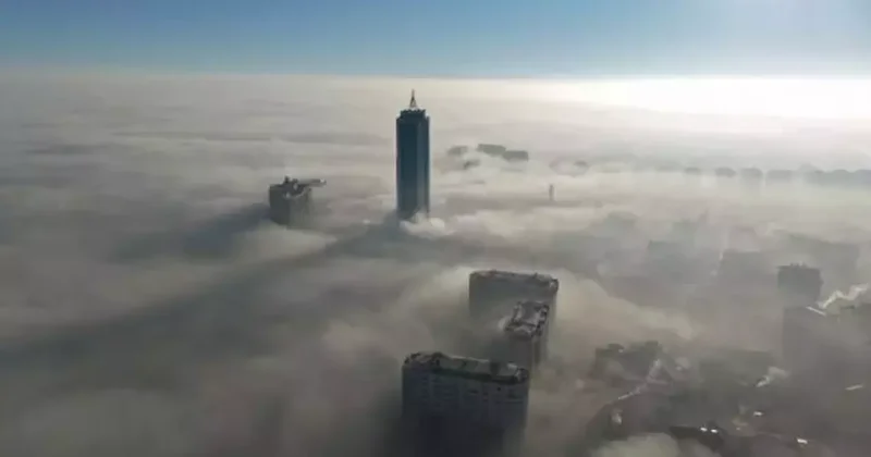 Konya sis denizinde kayboldu