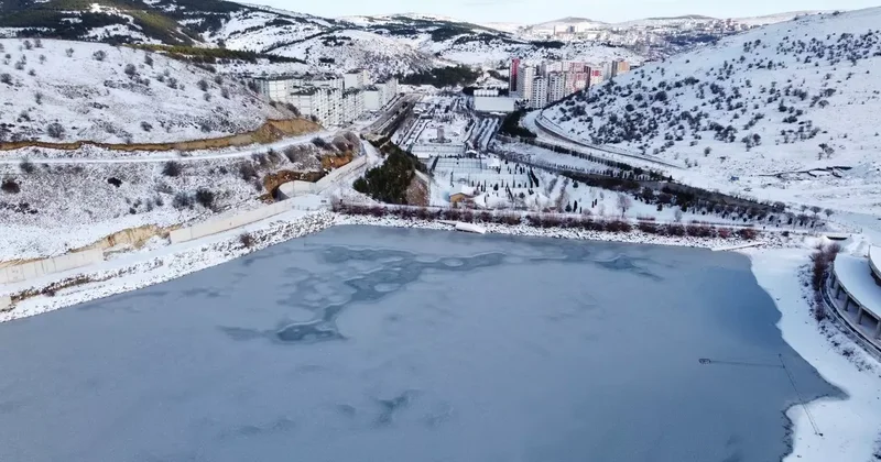 Yozgat ta kar yağışının ardından soğuk hava etkili oldu, göletler dondu