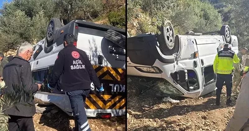 Hatay’da öğrenci servis minibüsü şarampole yuvarlandı: 6 yaralı