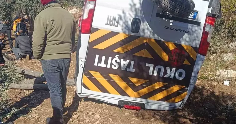 Öğrenci servisi zeytinliğe uçtu: 5 yaralı