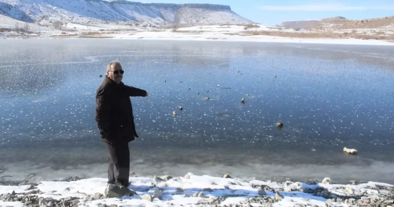 Kayseri de sıcaklık eksi 17 dereceye düştü! Baraj gölü dondu