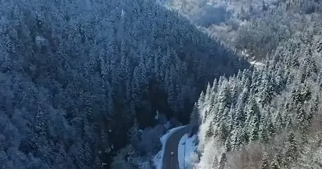 Küre Dağları kış manzarasıyla havadan görüntülendi VİDEO İZLE