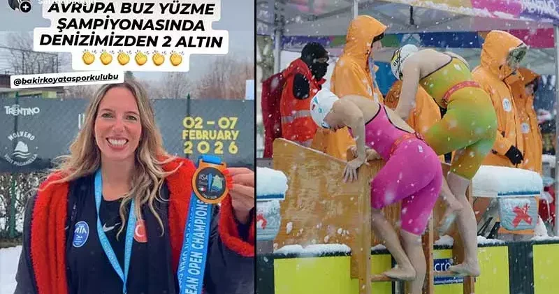 Türkiye’nin İlk Türk Kadın Buz Yüzücüsü Deniz Kayadelen’den Avrupa Şampiyonası’nda çifte altın