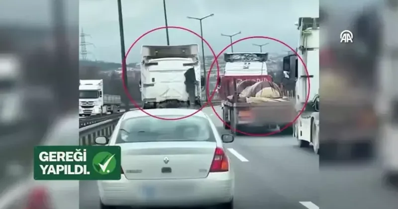 Bakan Yerlikaya paylaştı! Sol şeridi işgal eden tır sürücüsüne ceza