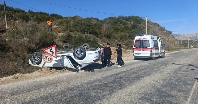 Ters dönen otomobilin sürücüsü yaralandı Antalya Haberleri
