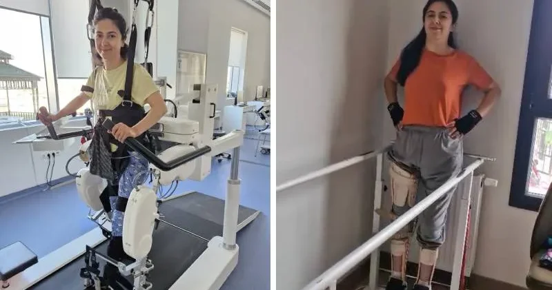 Depremde omuriliği ezilen Cansu, 3 yıl sonra ayağa kalktı