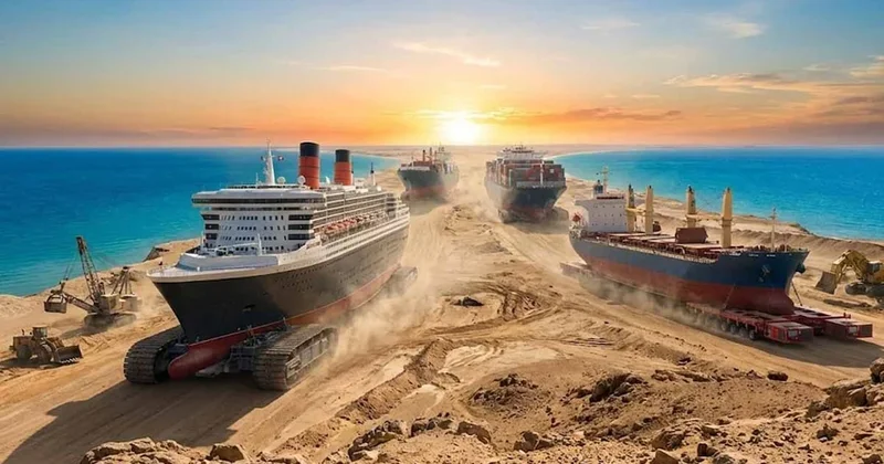 Deniz bitti, gemiler karaya çıktı! 2 okyanusu toprakla birbirine bağlayan dev proje devreye girdi Sözcü Gazetesi