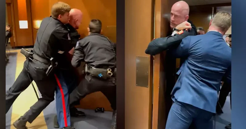 Kongreyi basıp protesto etti! Eski askerin kolunu kırıp gözaltına aldılar