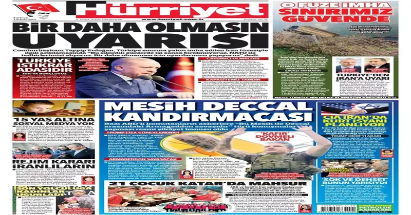 5 Mart Perşembe gazete manşetleri Hatay da imha edilen füze gazete manşetlerinde! Kim nasıl gördü?